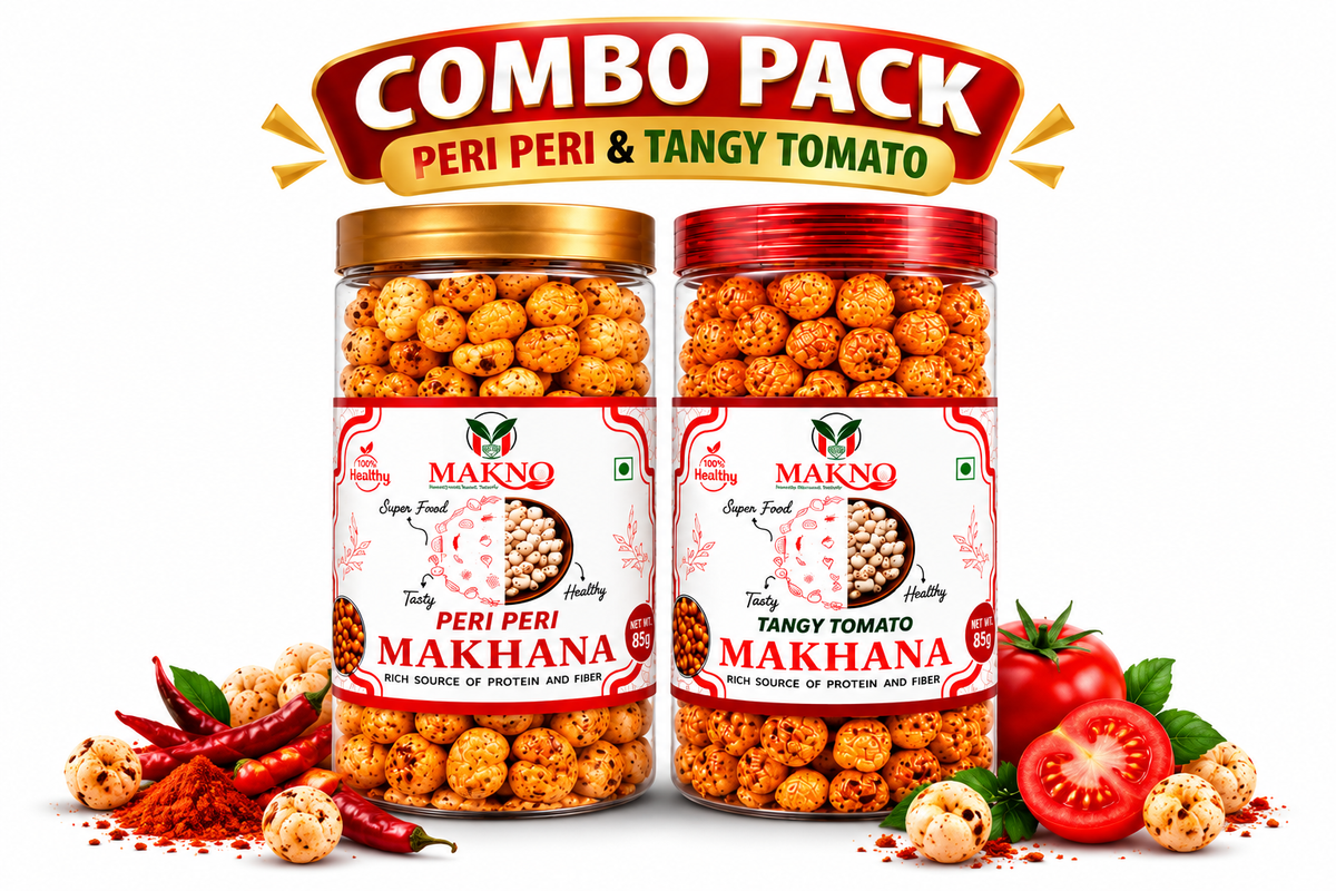 MAKNO Makhana Combo Pack – Peri Peri & Tangy Tomato | 85g + 85g