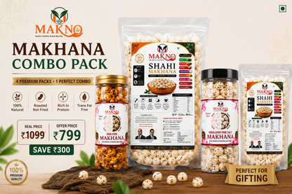 MAKNO Premium Makhana Combo Pack | 2 Flavours + 250g Shahi + 100g Shahi | 520g