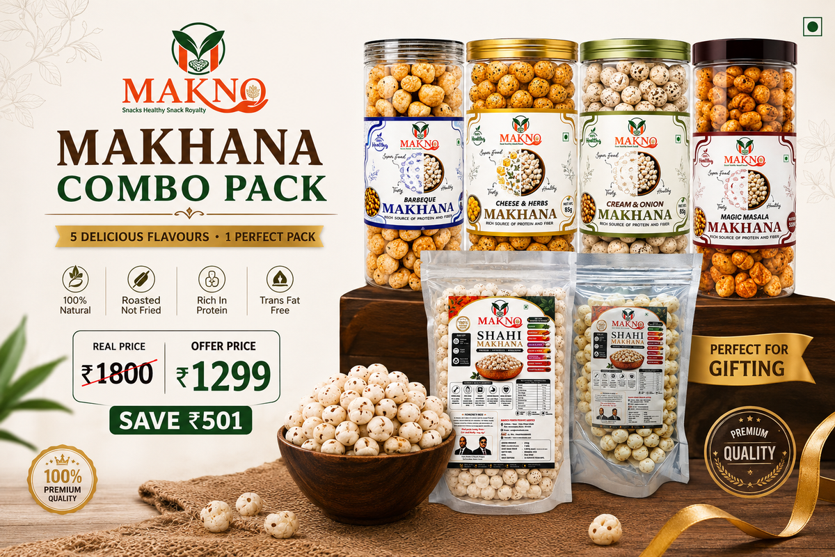 MAKNO Ultimate Makhana Combo Pack | 6 Premium Packs | 605g