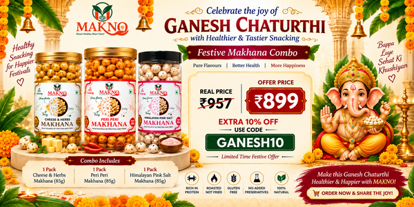 Makno Ganesh Chaturthi Festive Makhana Combo – Cheese & Herbs, Peri Peri & Himalayan