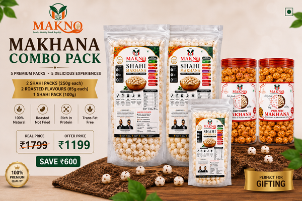 MAKNO Premium Makhana Combo Pack | Shahi & Roasted Flavours | 770g