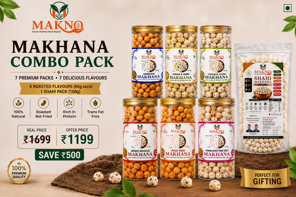MAKNO Ultimate Makhana Combo Pack | 6 Roasted Flavours + Shahi Makhana | 610g
