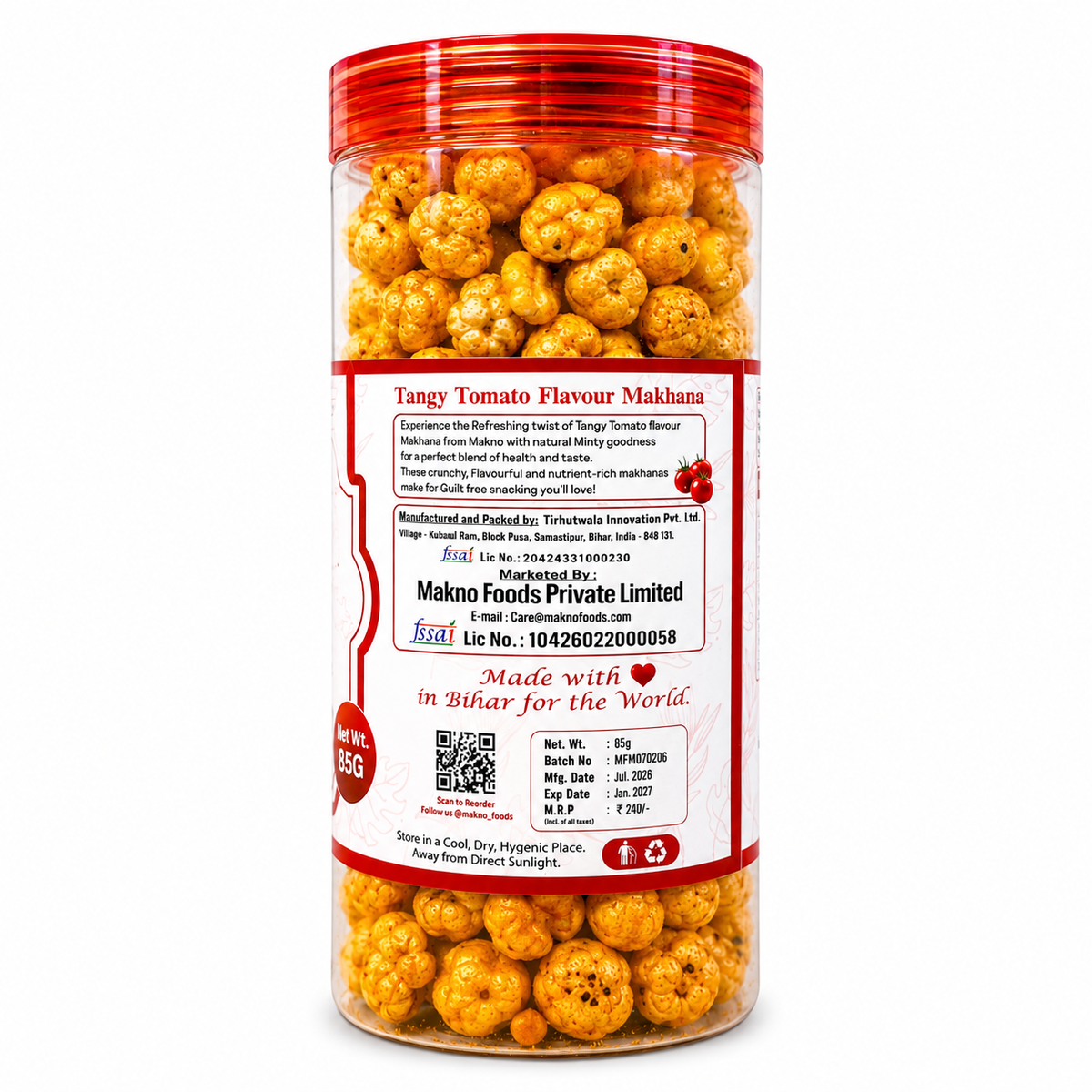 MAKNO Tangy Tomato makhana 85g pack