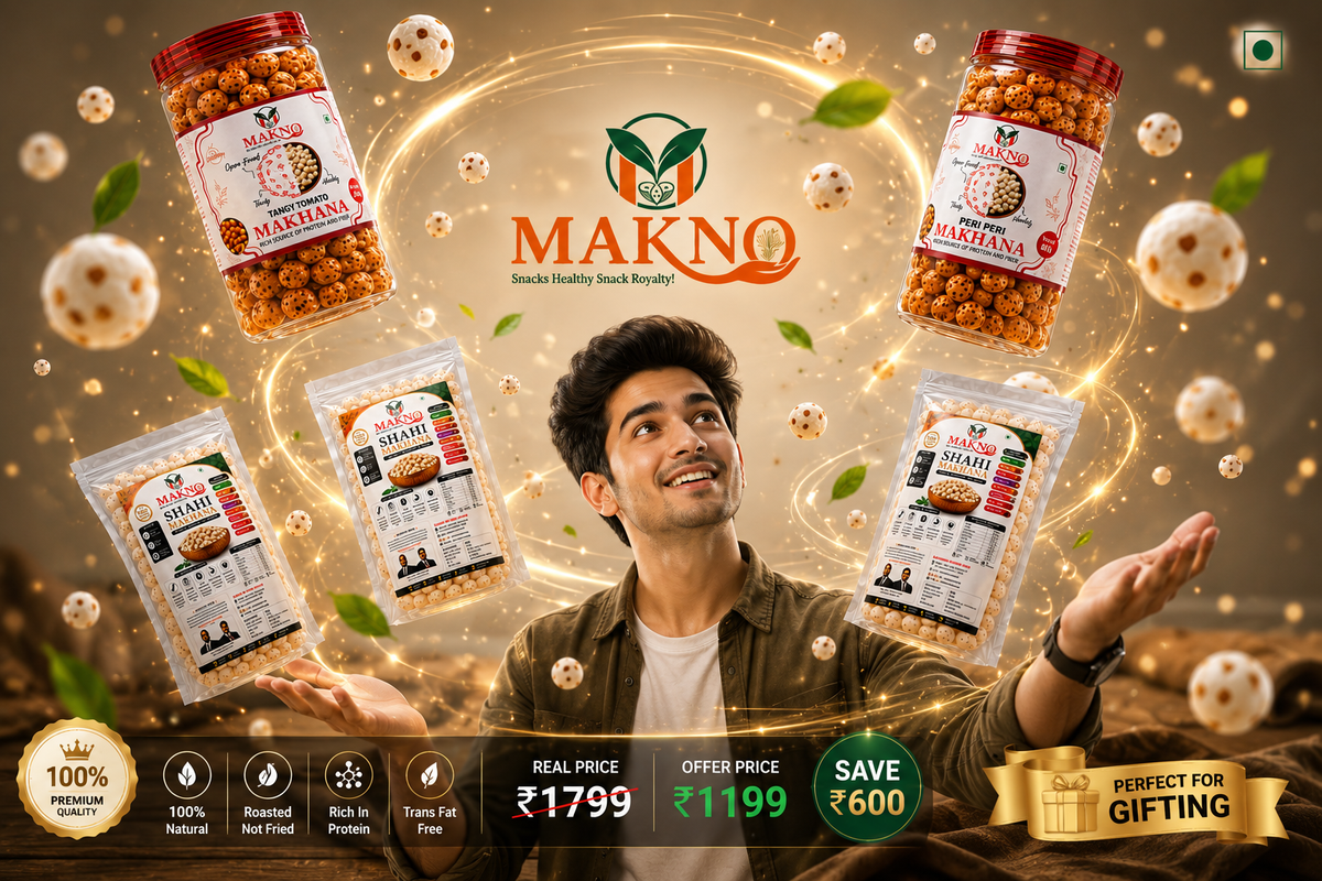 MAKNO Premium Makhana Combo Pack | Shahi & Roasted Flavours | 770g
