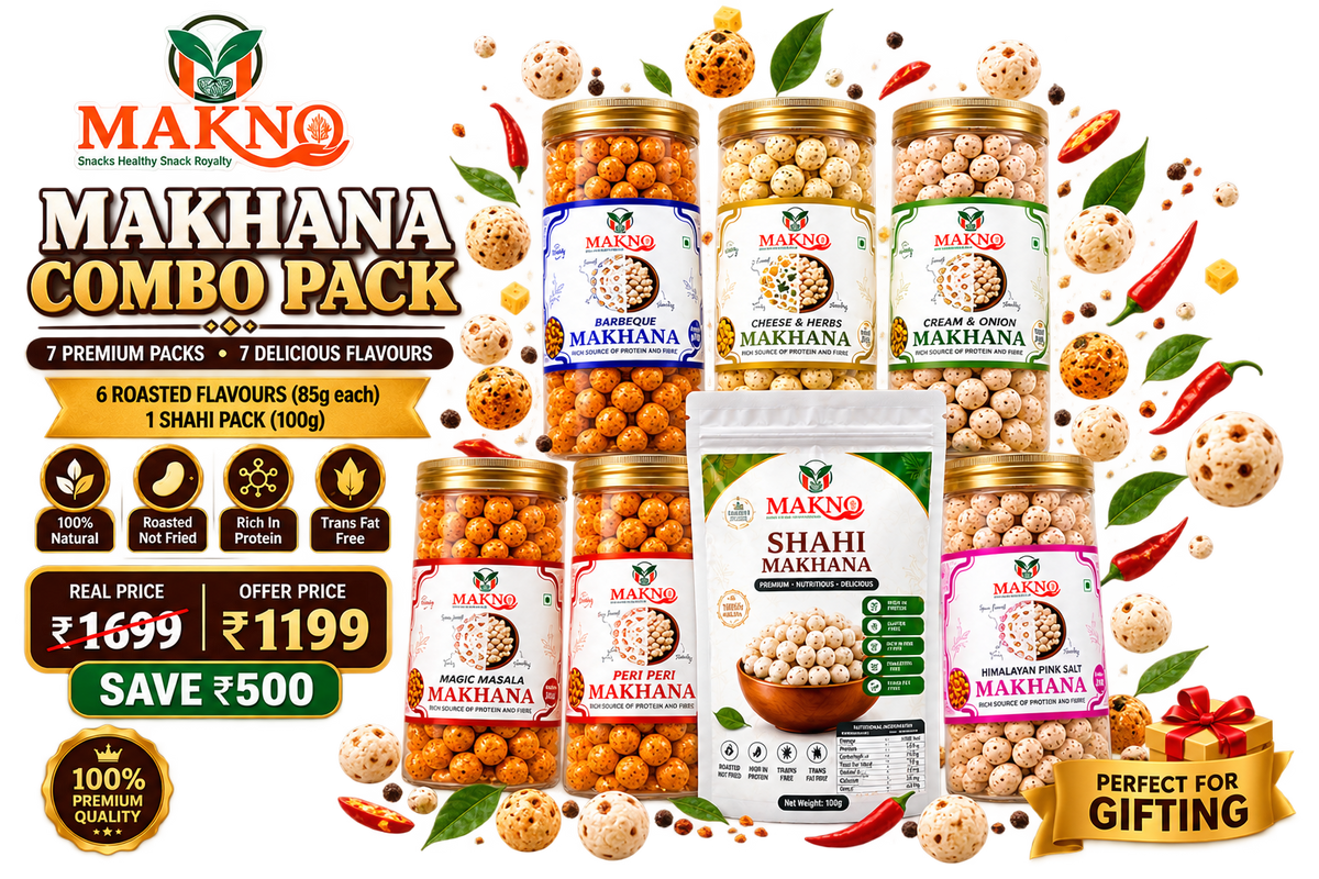 MAKNO Ultimate Makhana Combo Pack | 6 Roasted Flavours + Shahi Makhana | 610g