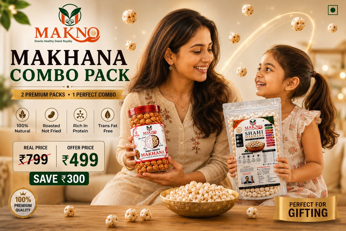 MAKNO Shahi Makhana Combo Pack – 250g + 85g | Premium Roasted & Flavoured Makhana