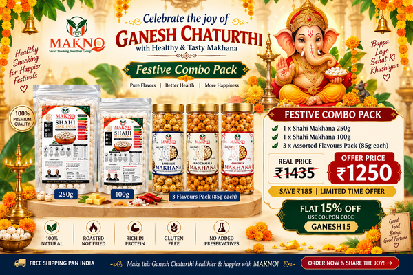 Makno Ganesh Chaturthi Festive Combo Pack – 2 Shahi Makhana & 3 Assorted Flavours