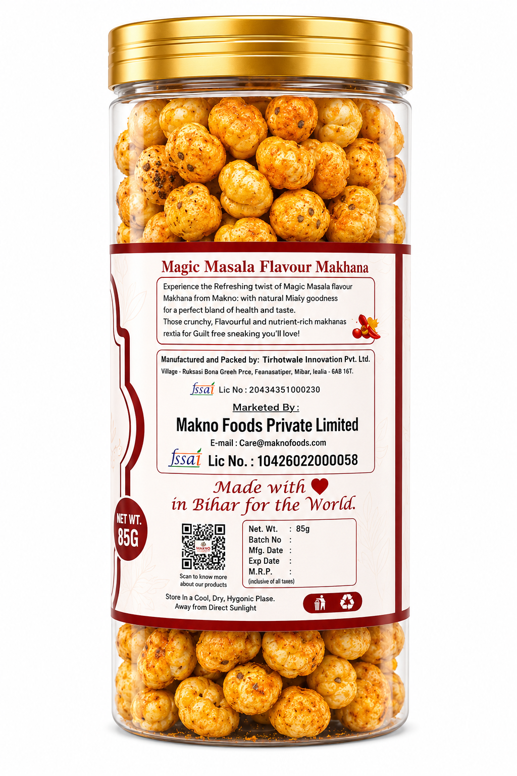 MAKNO Magic Masala makhana 85g package