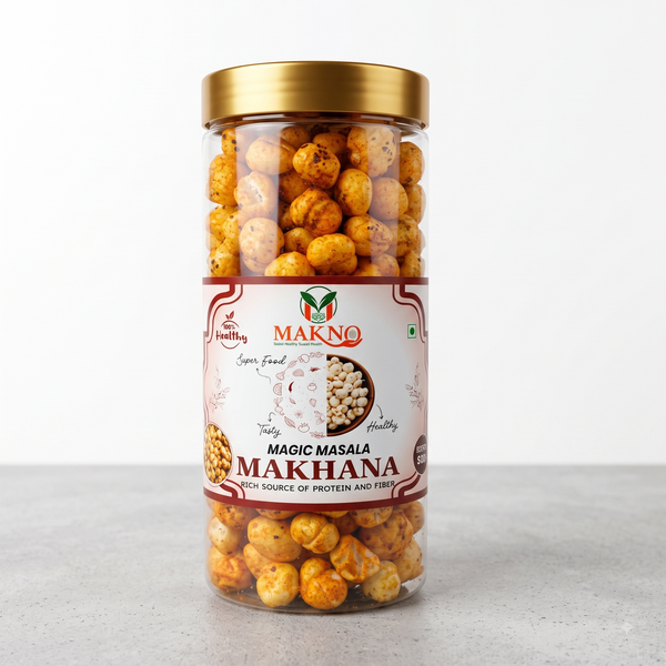 Makno Magic Masala Flavour Makhana 85g jar with front label
