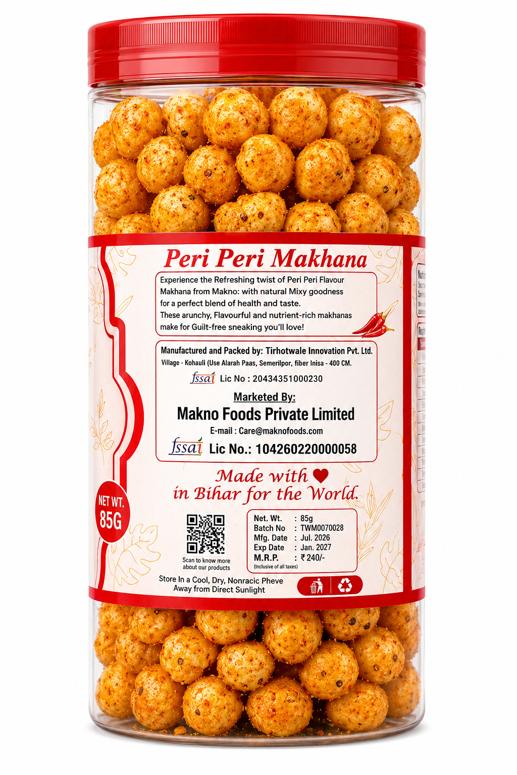 MAKNO Peri Peri makhana 85g package