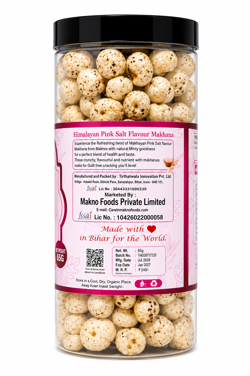 MAKNO Himalayan Pink Salt makhana 85g package