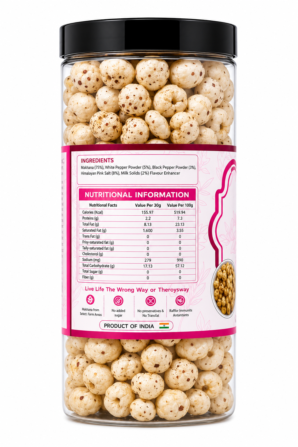 Himalayan Pink Salt  flavoured makhana by MAKNO